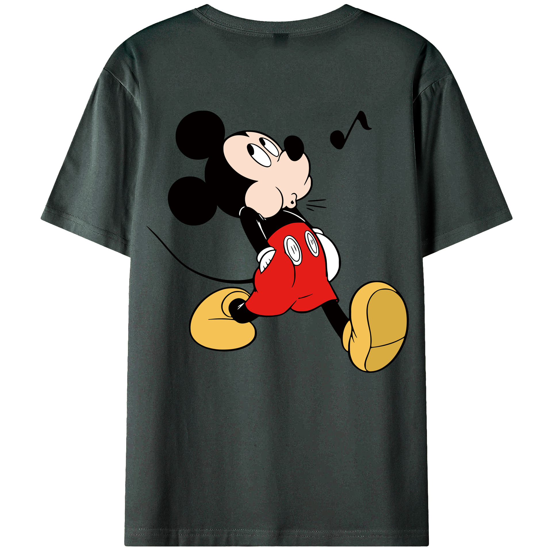 ミッキーマウス Mickey Mouse 綿100％ メンズ半袖Tシャツ（バックプリント） 通気性